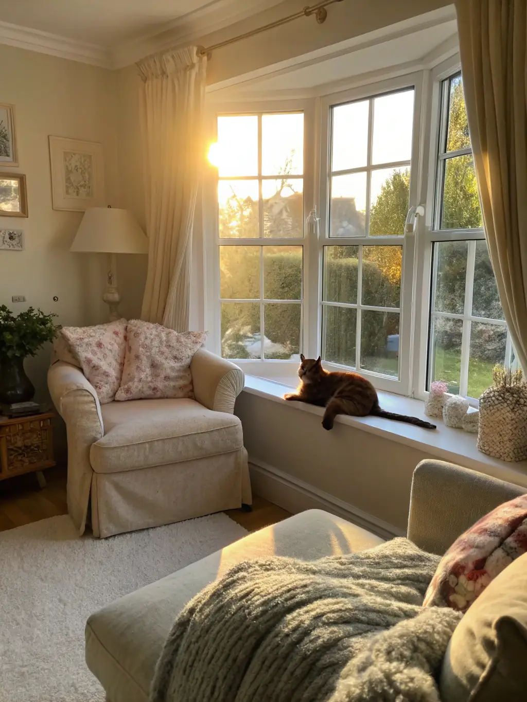 A cozy, well-lit home interior, representing DMV Legacy's housing assistance program, with a focus on comfort and security.
